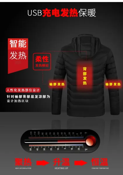 Design Heated Electric Down Jacket Navy with 19-Zone Heating System Down Jacket - 34