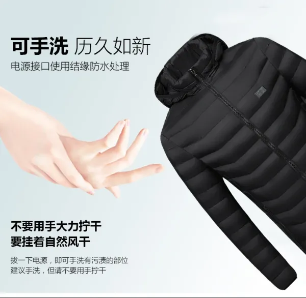 Design Heated Electric Down Jacket Navy with 19-Zone Heating System Down Jacket - 38