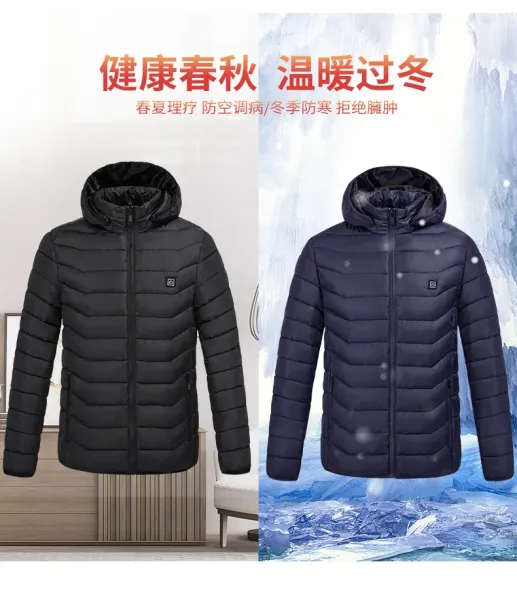 Design Heated Electric Down Jacket Navy with 19-Zone Heating System Down Jacket - 21