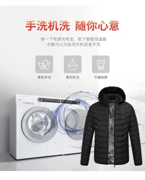 Design Heated Electric Down Jacket Navy with 19-Zone Heating System Down Jacket - 22