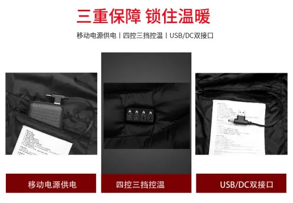Design Heated Electric Down Jacket Navy with 19-Zone Heating System Down Jacket - 24