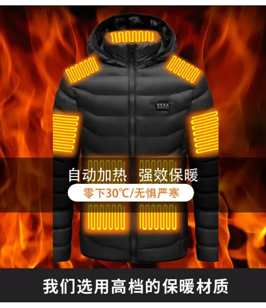 Design Heated Electric Down Jacket Navy with 19-Zone Heating System Down Jacket - 25