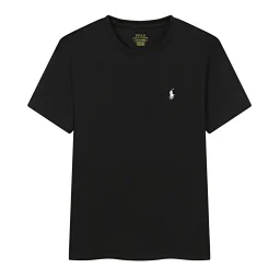 thumbnail for Raff cotton crew neck short sleeve men's T-shirt solid color pony logo casual fashion half sleeve base shirt