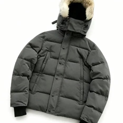Oversized Snap Button Faux Fur Arm Detail Two-Tone Down Jacket 66081958