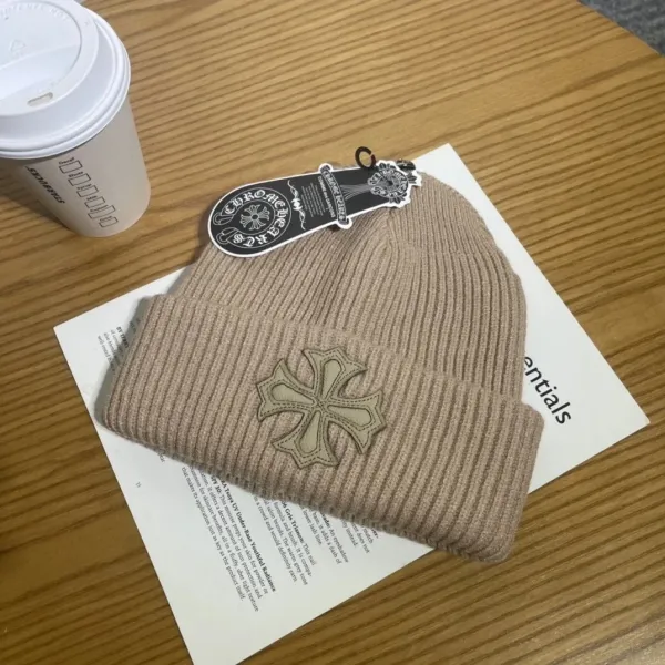 Chrome Hearts Cross Embroidered Beanie Beige - 1