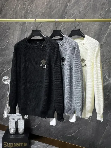 Chrome Hearts x Unknown Knit Sweater White with Silver Hardware Embellishment - 3
