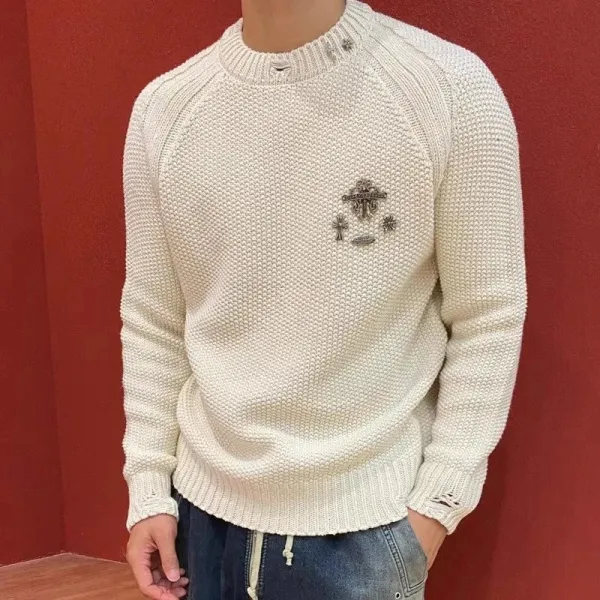 Chrome Hearts x Unknown Knit Sweater White with Silver Hardware Embellishment - 10