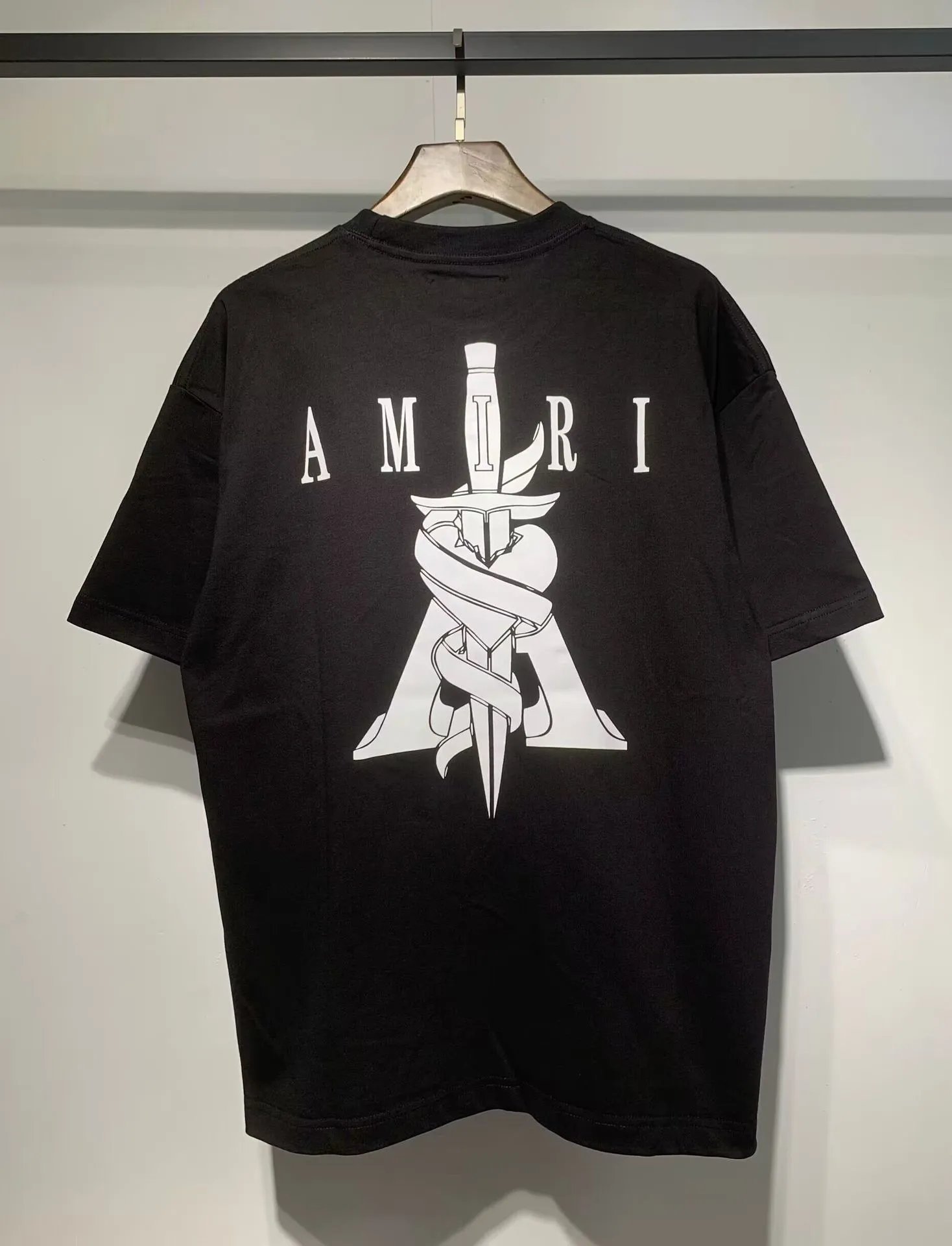 Amiri Dagger Heart Logo Tee Black White
