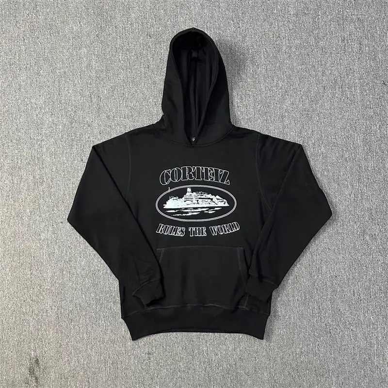 Corteiz Black "Alcatraz" Slogan Hoodie