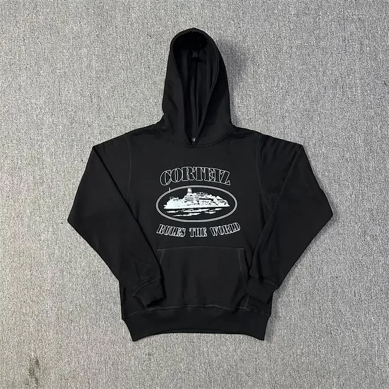 Corteiz Black "Alcatraz" Slogan Hoodie - rep Corteiz