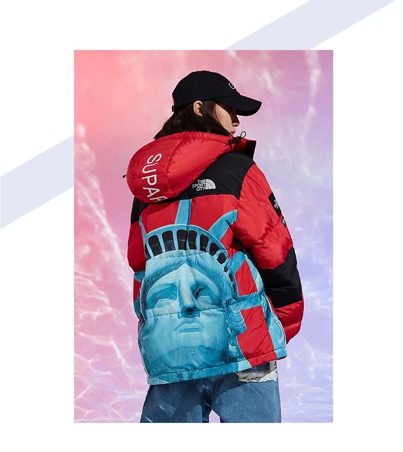 The North Face x Liberty Art Fabrics Statue of Liberty Down Jacket Red/Black/Blue - 15