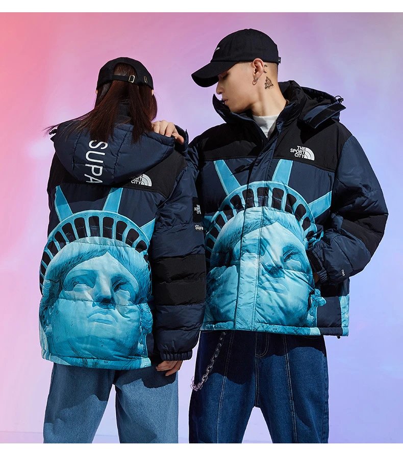 The North Face x Liberty Art Fabrics Statue of Liberty Down Jacket Red/Black/Blue - 17