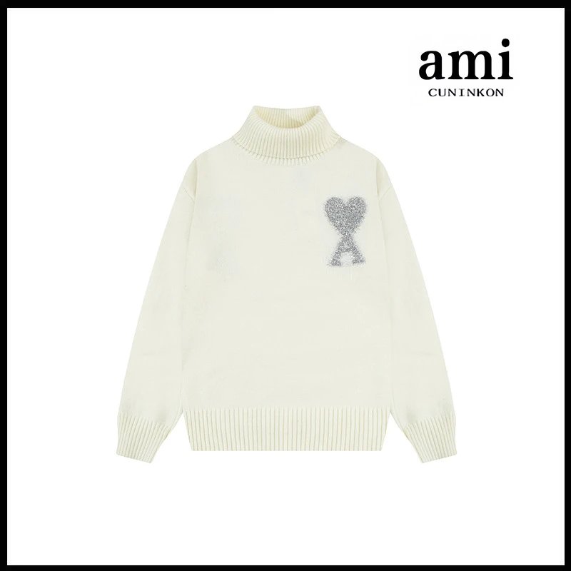 米白【A8149银色爱心高领款】