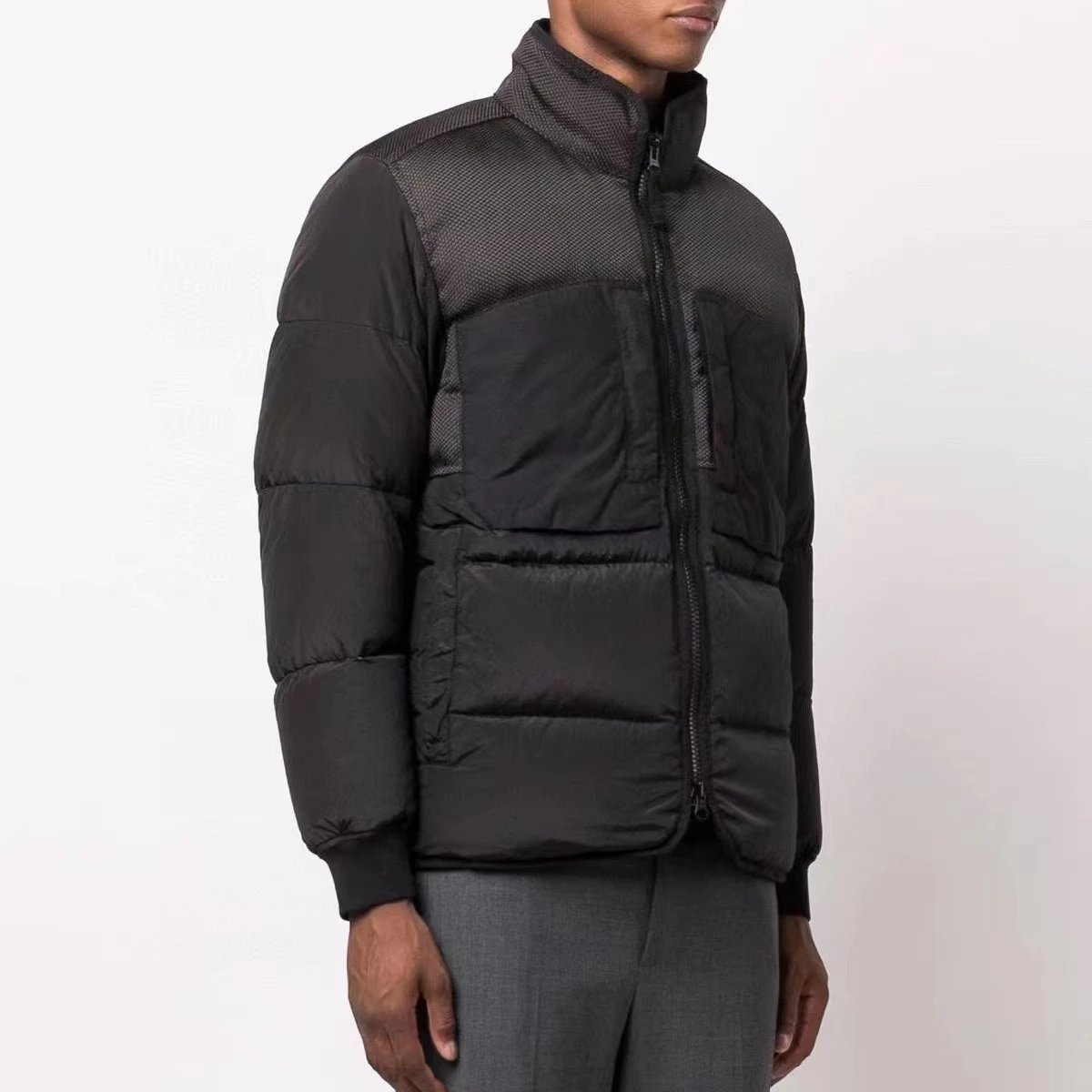 Unbranded Down Jackets Quilted stand-collar zip puffer jacket with chest pockets image 3