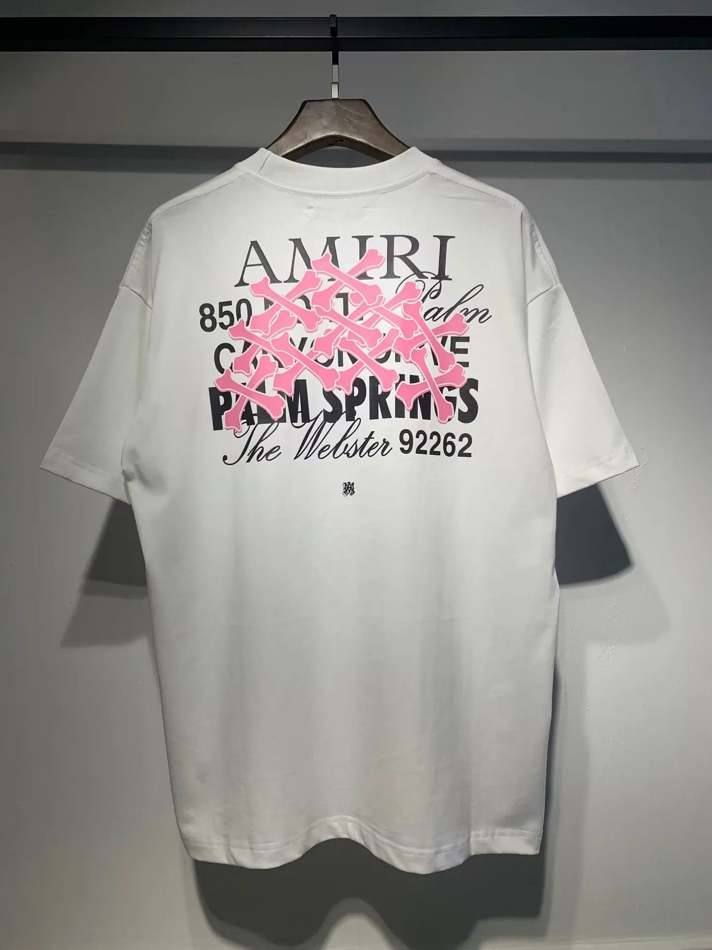 Amiri Palm Springs Bones Graphic Tee White Pink