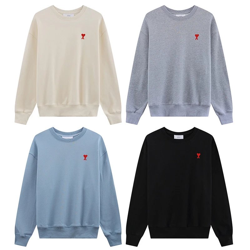 Ami Paris Heart Logo Sweatshirt Red Hoodie - 16