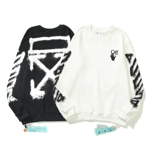 Off-White Diptych Print Black Hoodie with Yellow Industrial Stripes - 11
