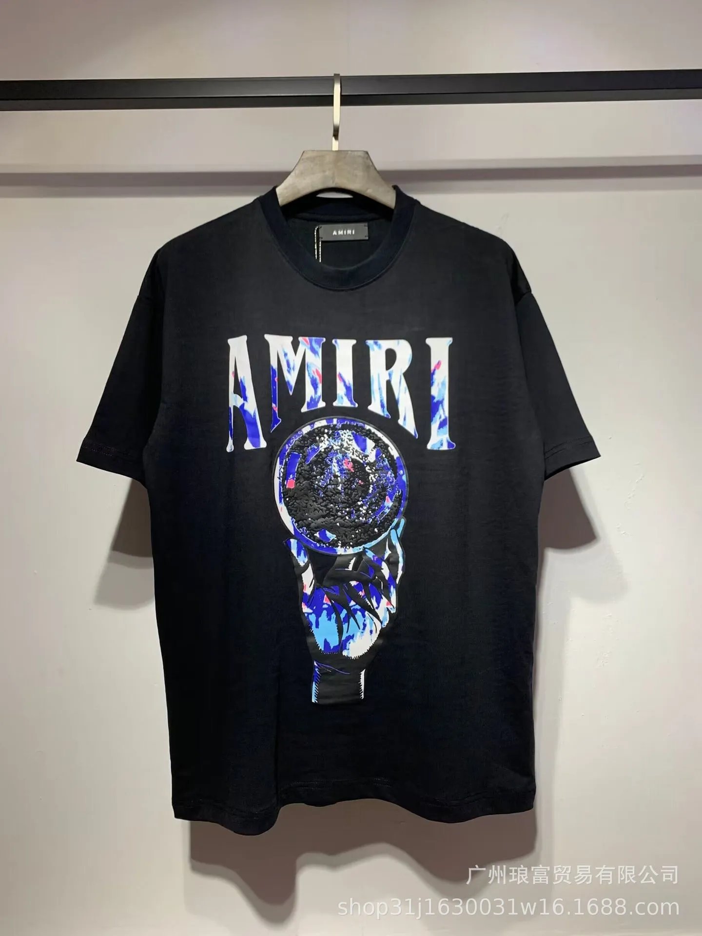 Amiri Crystal Ball Tee Black Blue Multicolor