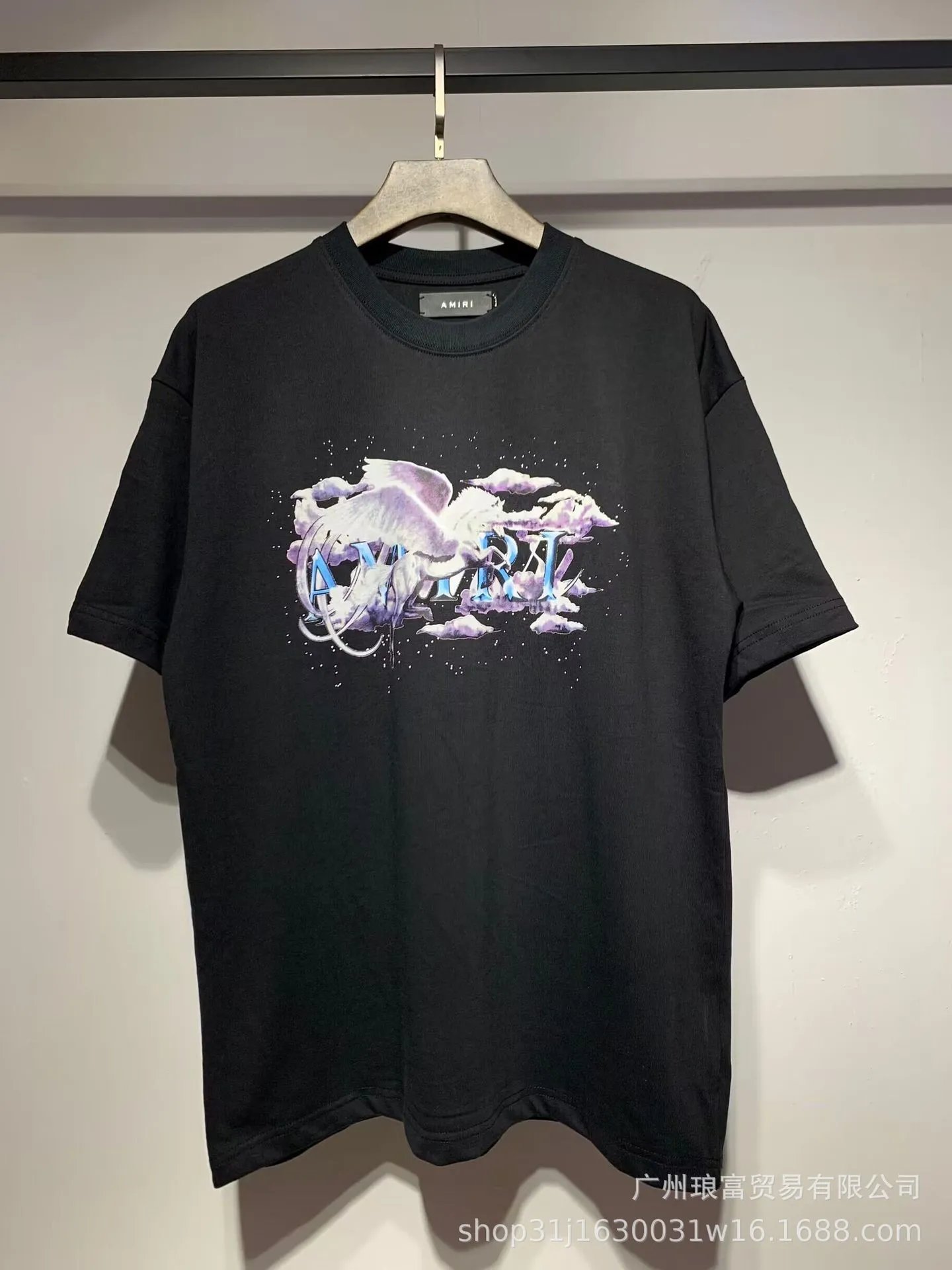 Amiri Angel Wings Graphic Tee Black Purple