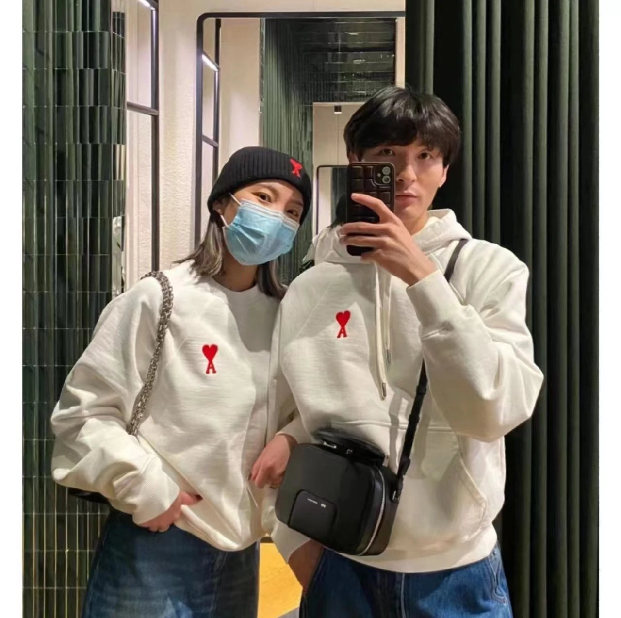 Ami Paris Heart Logo Sweatshirt Red Hoodie - 45