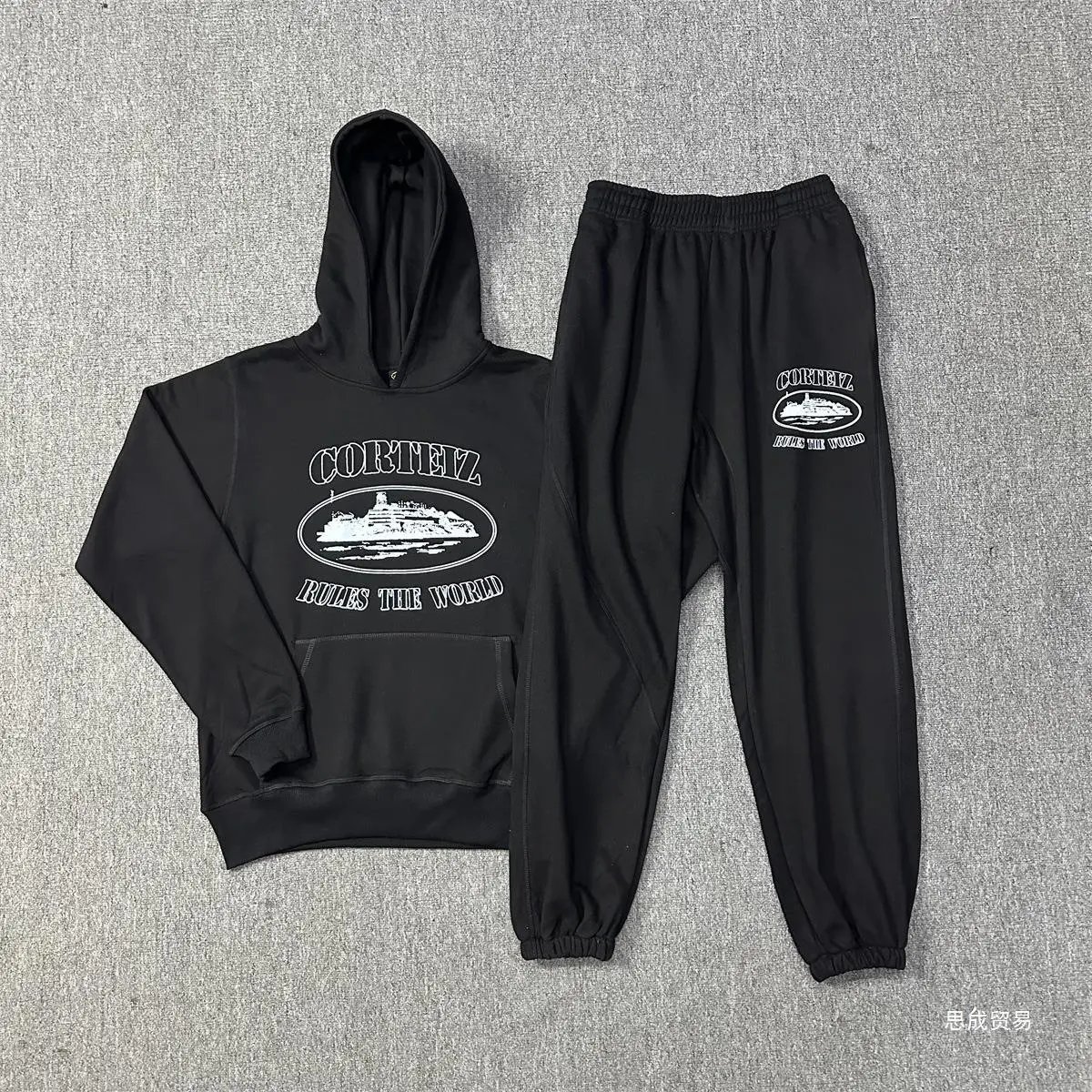Corteiz Light Blue Script Logo Hoodie and Sweatpants Set - 45