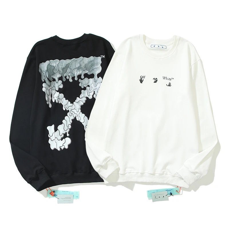 Off-White Diptych Print Black Hoodie with Yellow Industrial Stripes - 7