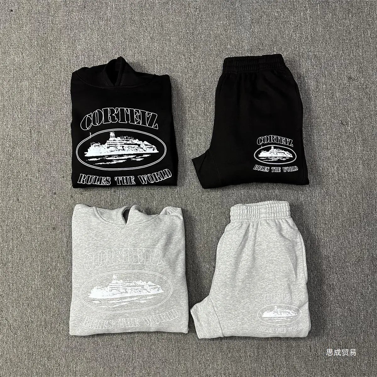 Corteiz Light Blue Script Logo Hoodie and Sweatpants Set - 41