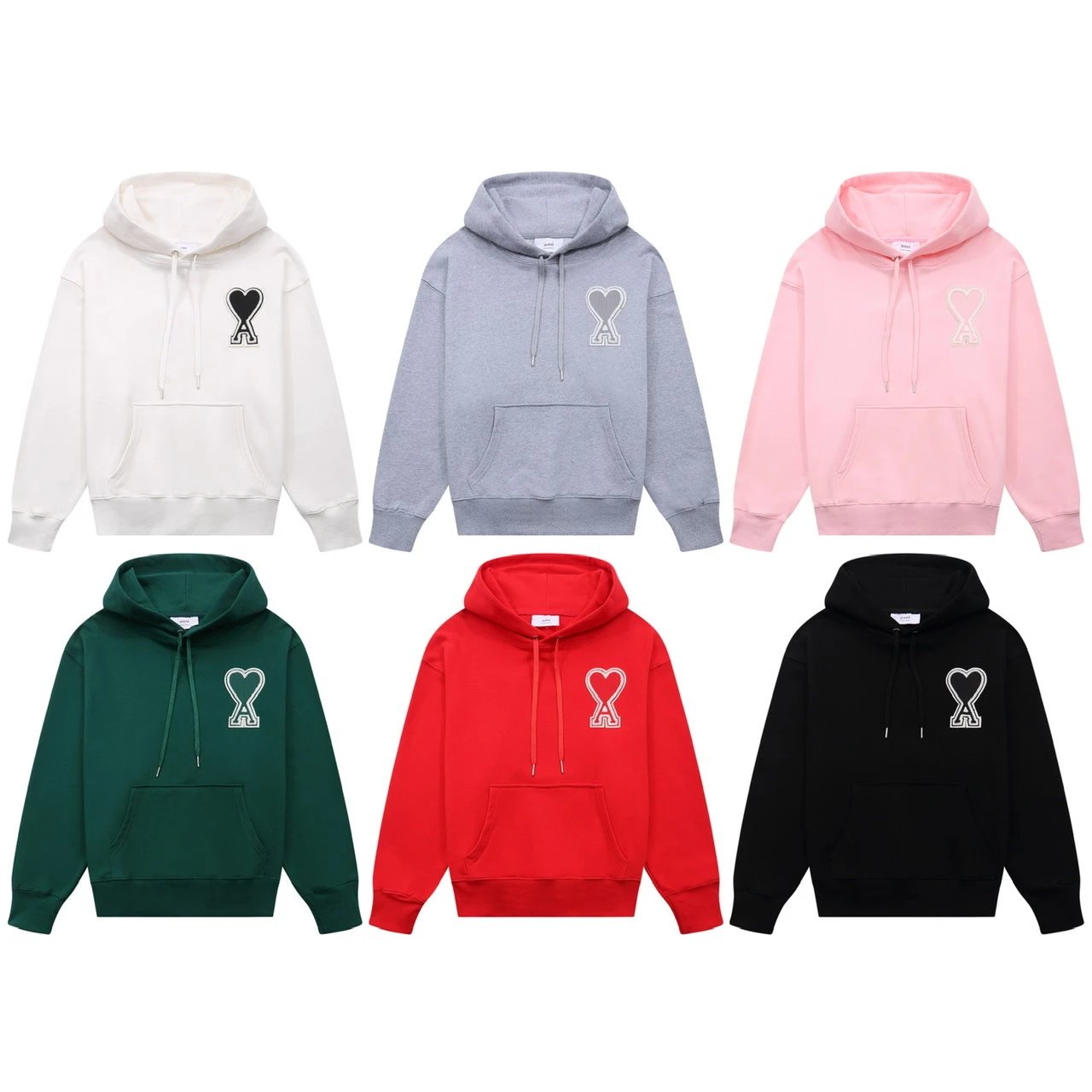 Ami Paris Heart Logo Sweatshirt Red Hoodie - 20