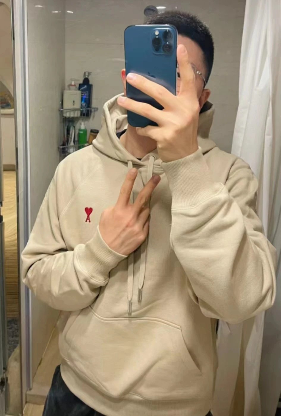 Ami Paris Heart Logo Sweatshirt Red Hoodie - 46