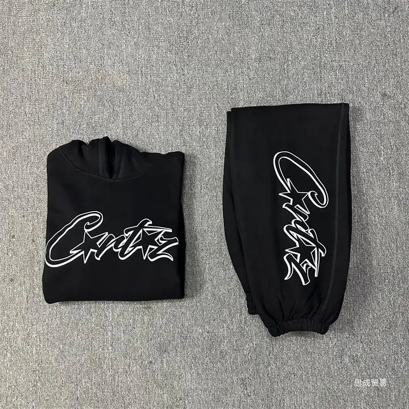 Corteiz Light Blue Script Logo Hoodie and Sweatpants Set - 29