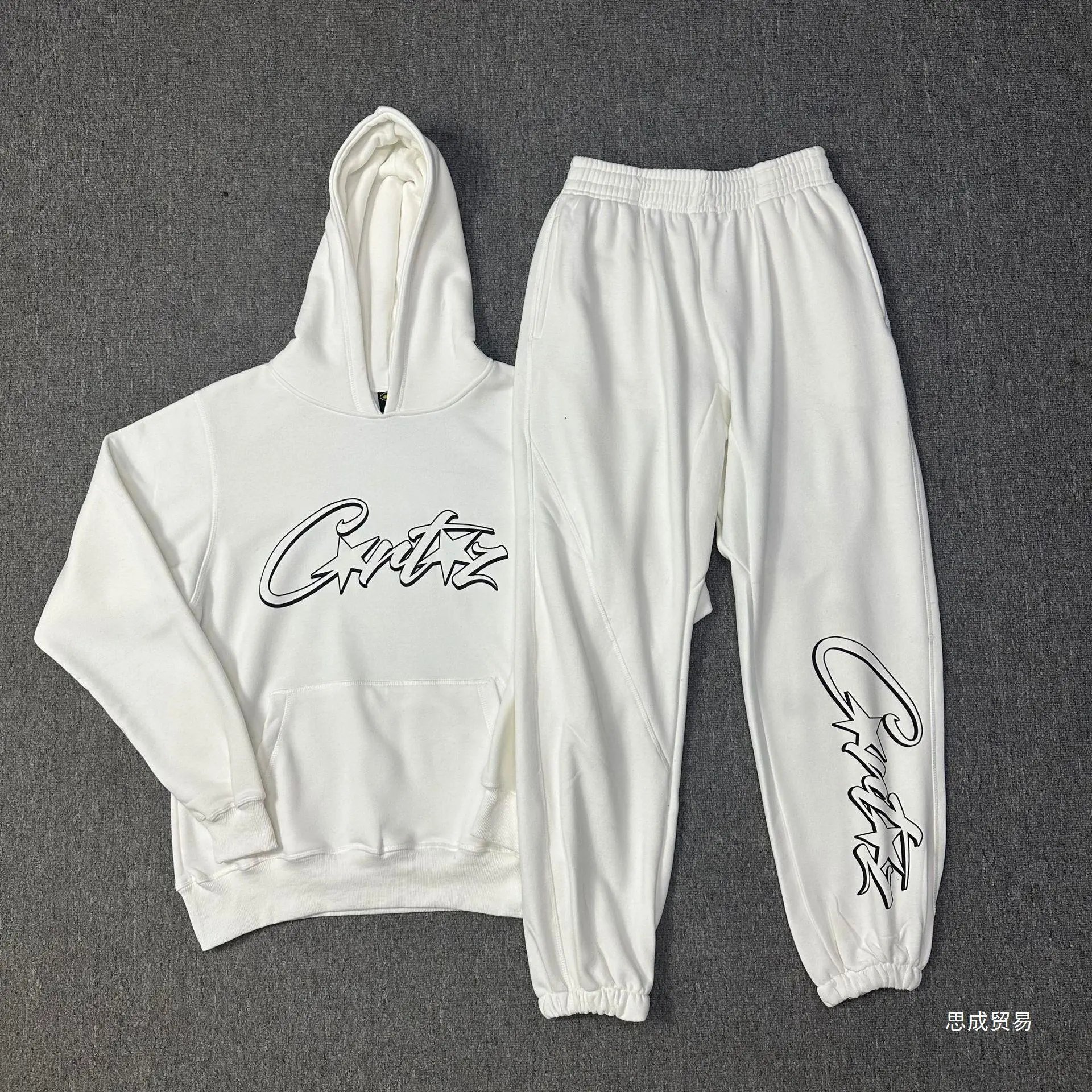 Corteiz Light Blue Script Logo Hoodie and Sweatpants Set - 33