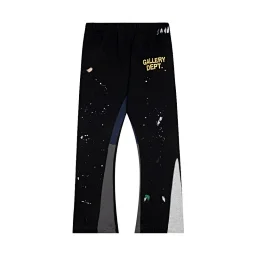 thumbnail for [DX23-2] classic hand-painted ink splash graffiti print stitching cotton sweatpants men's casual pants