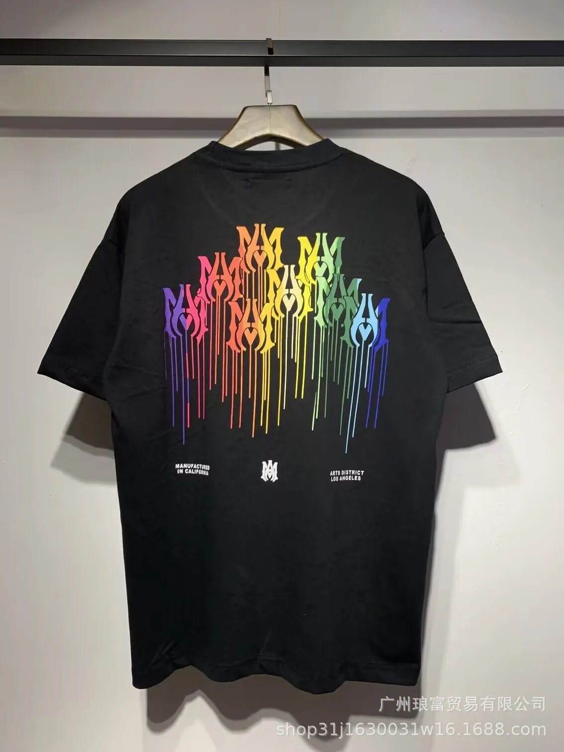 Amiri MA Drip Monogram Tee Black Rainbow
