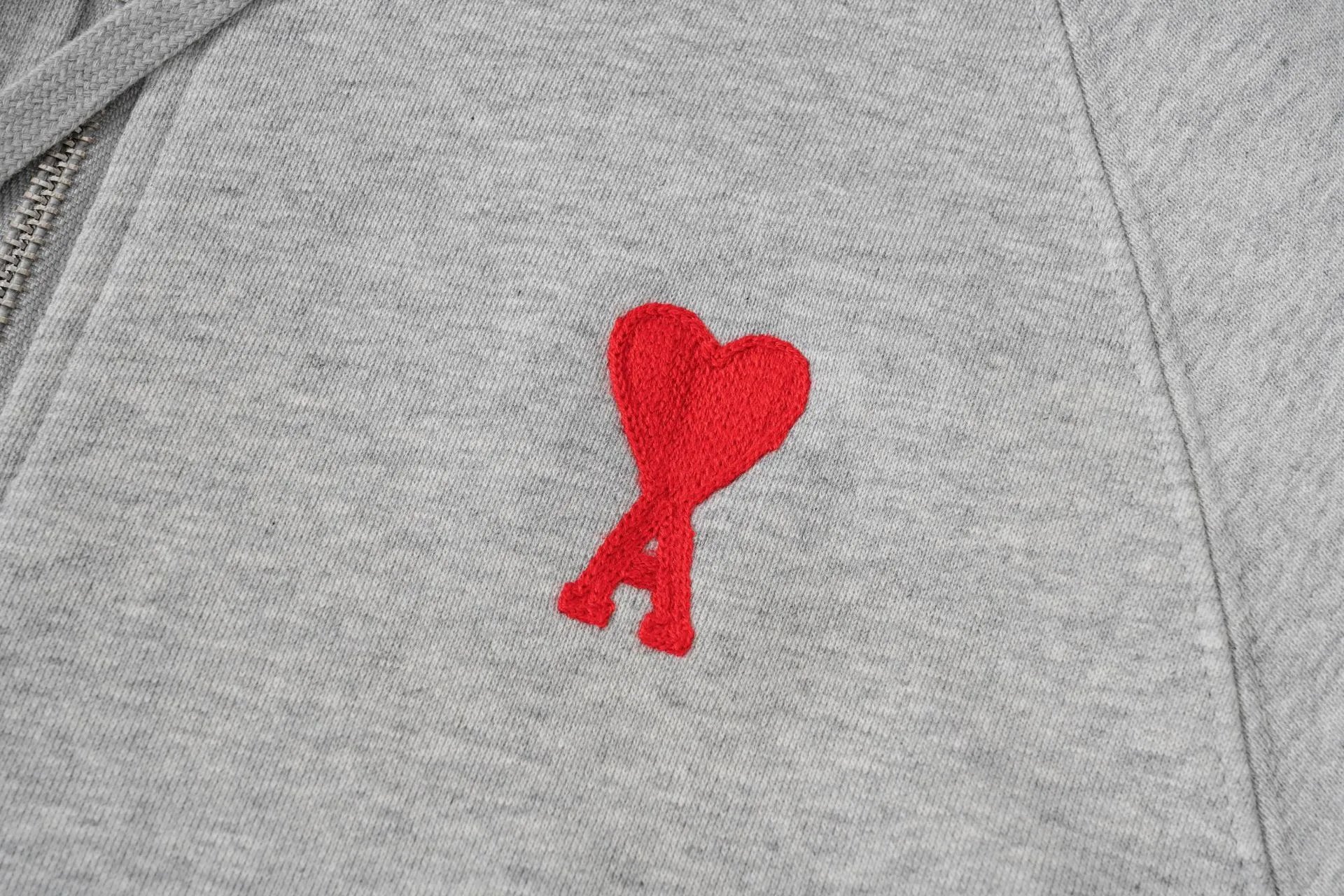 Ami Paris Heart Logo Sweatshirt Red Hoodie - 33
