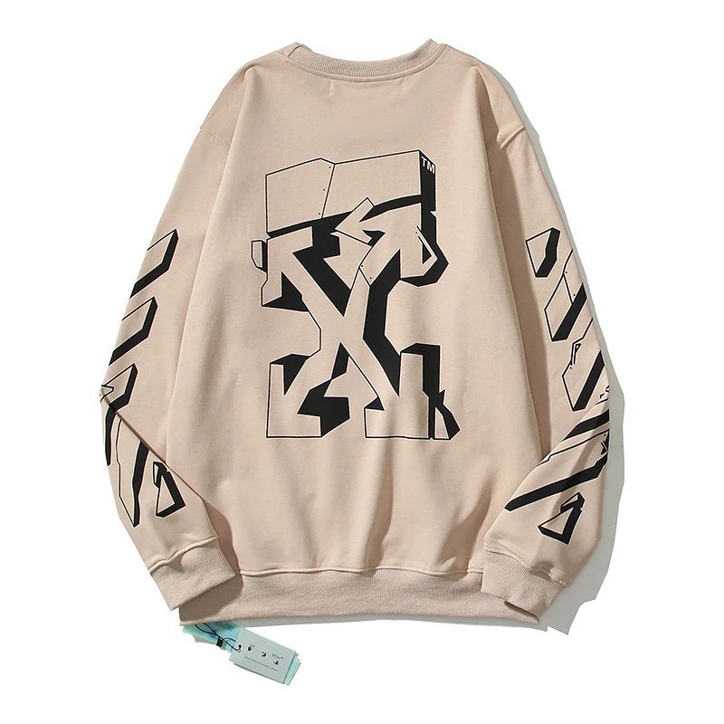 Off-White 3D Geometric Arrow Crewneck Sweatshirt Beige