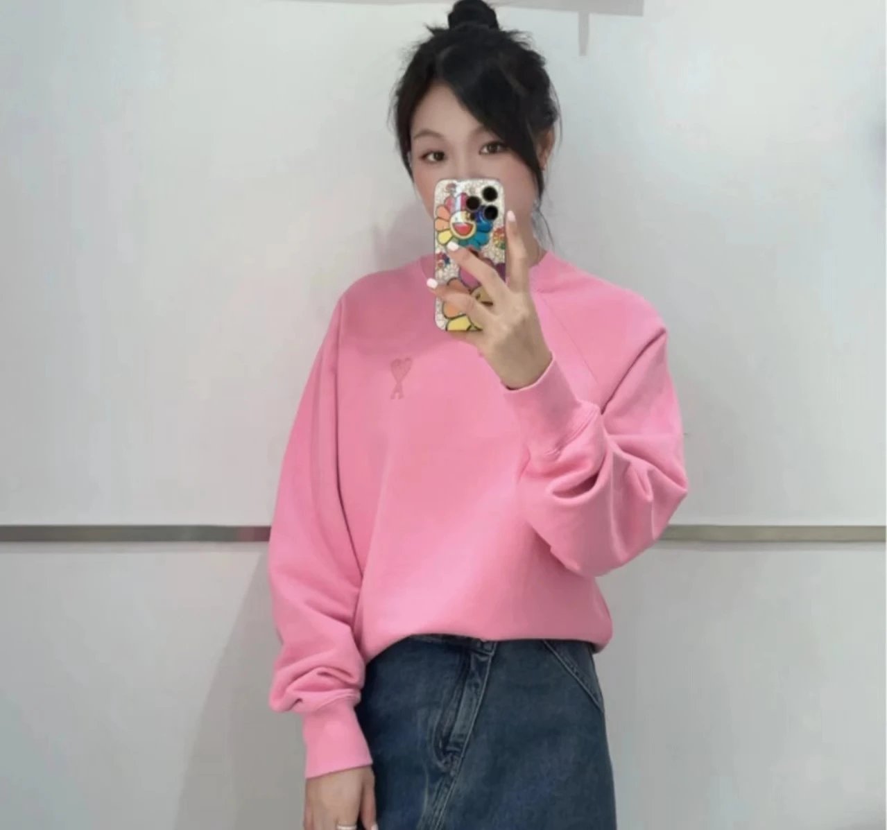Ami Paris Heart Logo Sweatshirt Red Hoodie - 43