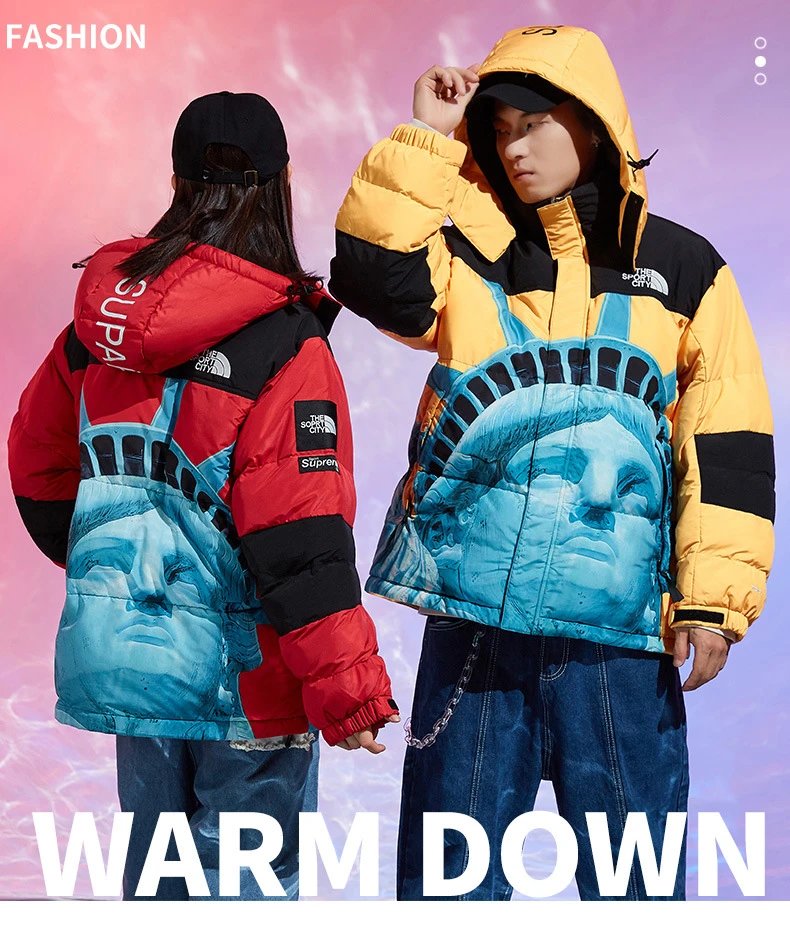 The North Face x Liberty Art Fabrics Statue of Liberty Down Jacket Red/Black/Blue - 3