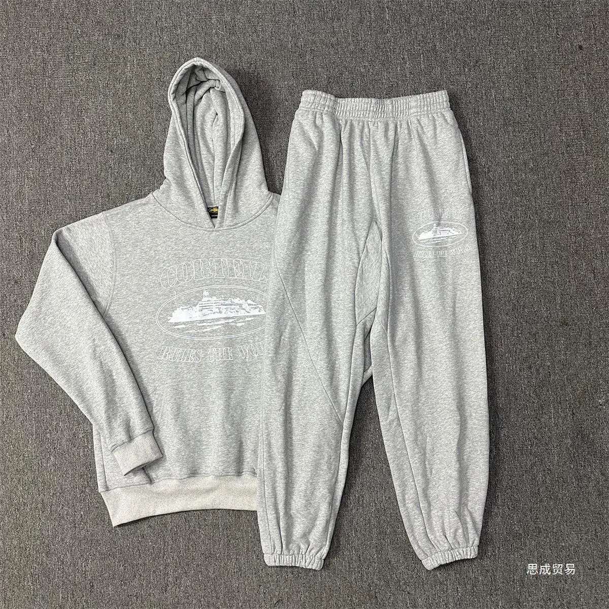 Corteiz Light Blue Script Logo Hoodie and Sweatpants Set - 44