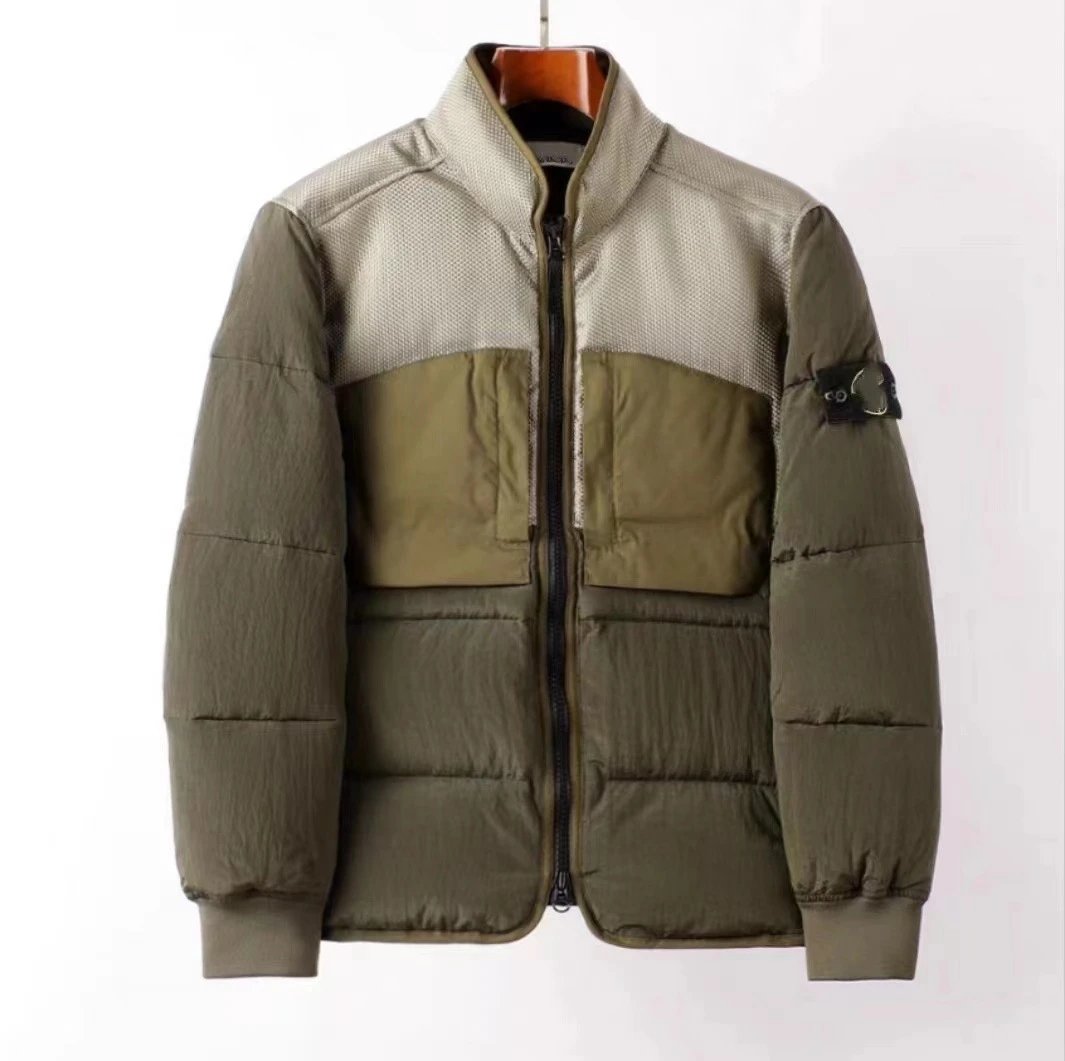 Stone Island Mesh Panel Puffer Jacket Olive