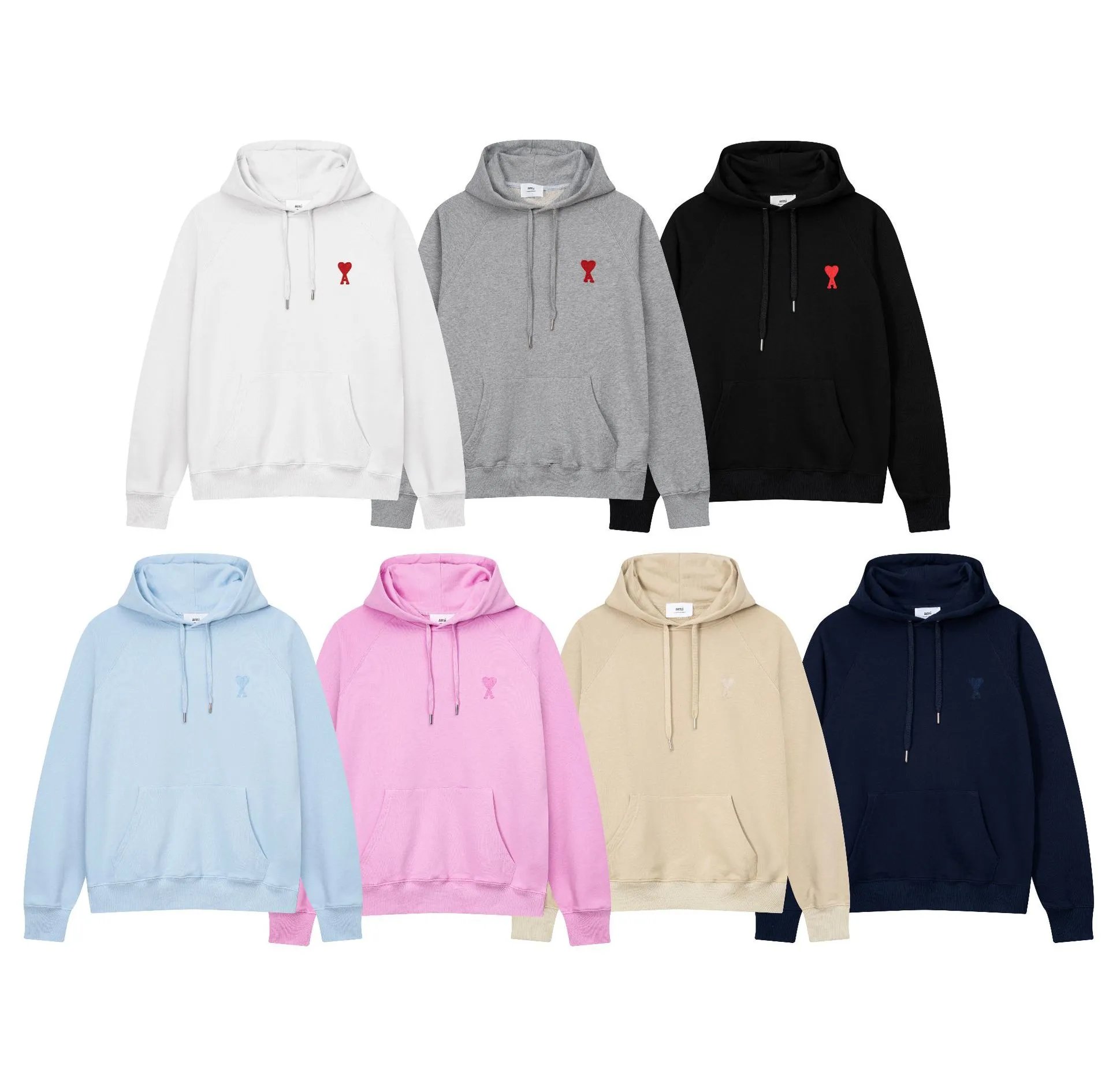 Ami Paris Heart Logo Sweatshirt Red Hoodie - 10