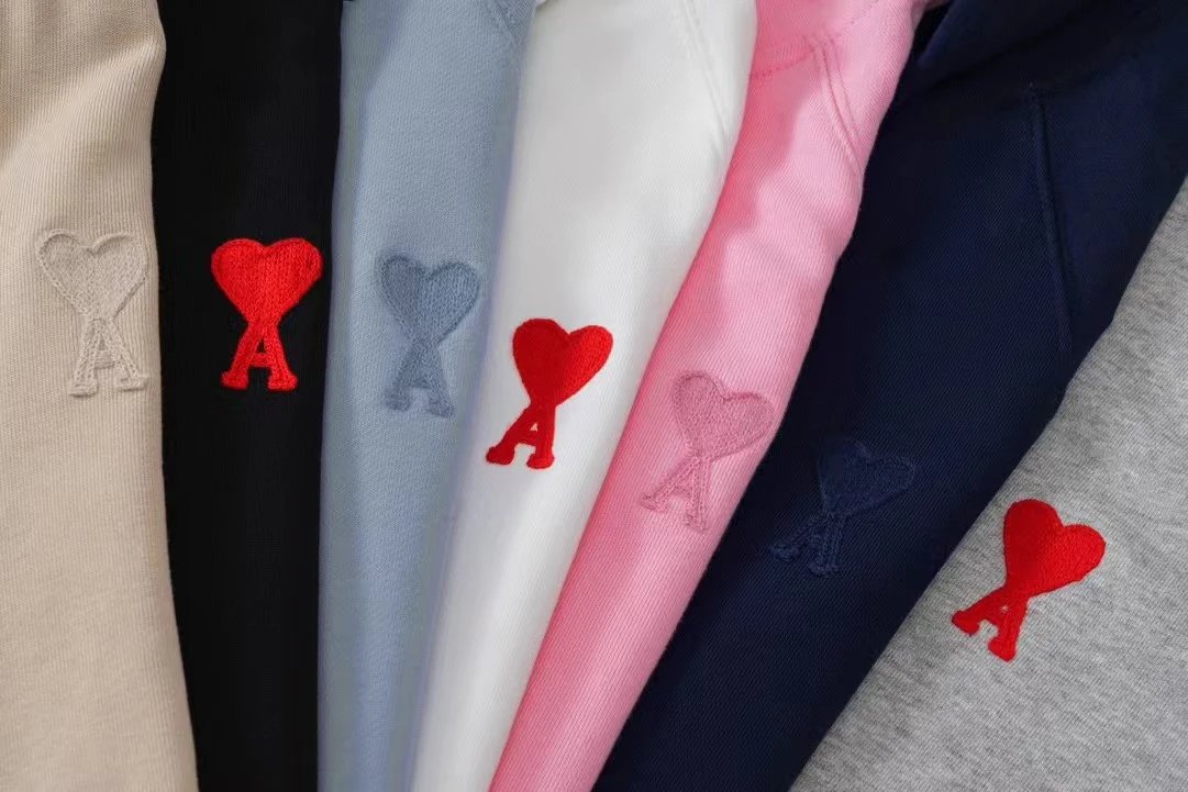 Ami Paris Heart Logo Sweatshirt Red Hoodie - 27