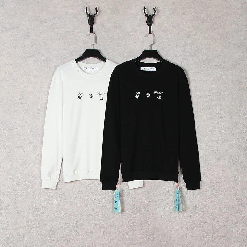 Off-White Diptych Print Black Hoodie with Yellow Industrial Stripes - 6