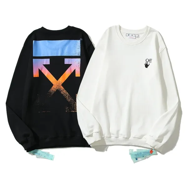 Off-White Diptych Print Black Hoodie with Yellow Industrial Stripes - 14