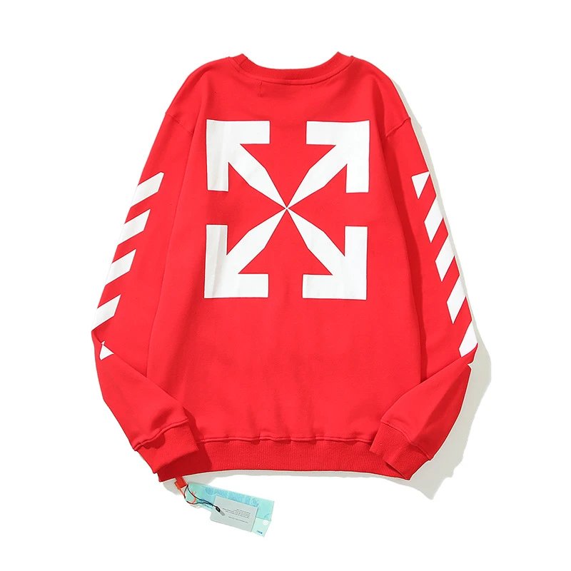 Off-White Arrow Diagonal Stripe Crewneck Sweatshirt Red