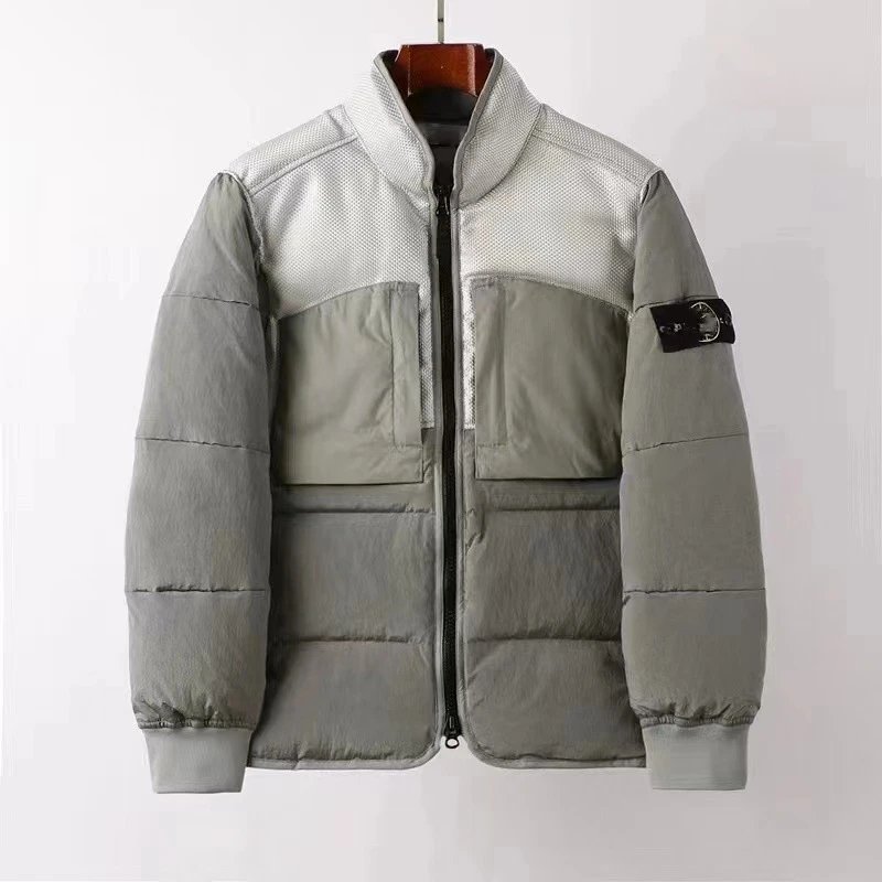 Stone Island Mesh Panel Puffer Jacket Grey