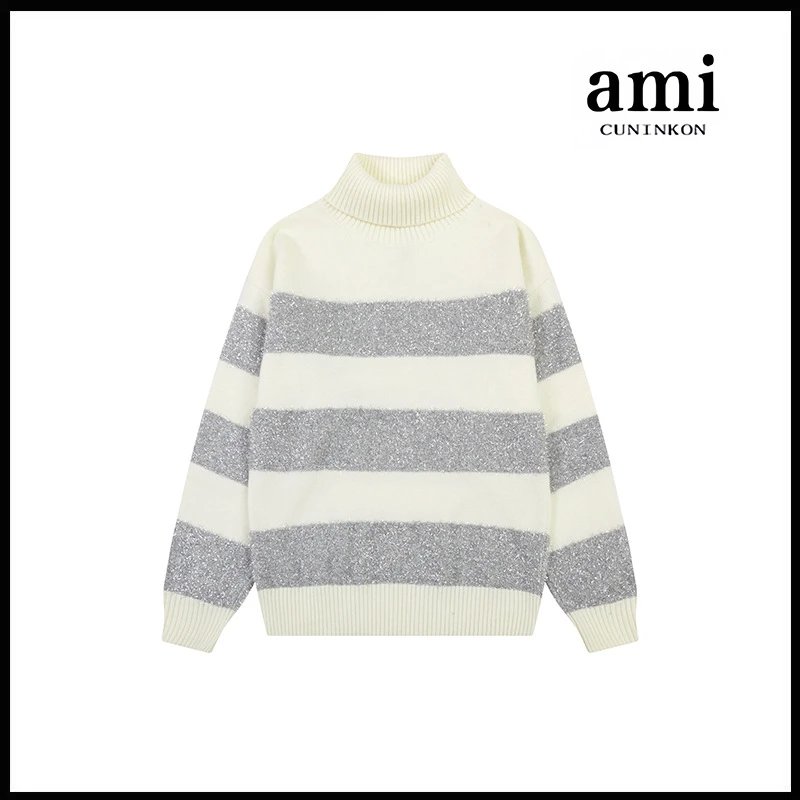 米白【A8150高领条紋款】