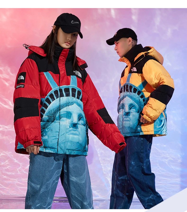 The North Face x Liberty Art Fabrics Statue of Liberty Down Jacket Red/Black/Blue - 14