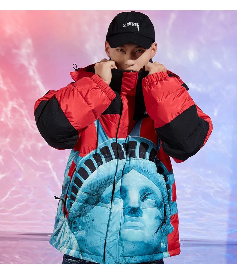 The North Face x Liberty Art Fabrics Statue of Liberty Down Jacket Red/Black/Blue - 16