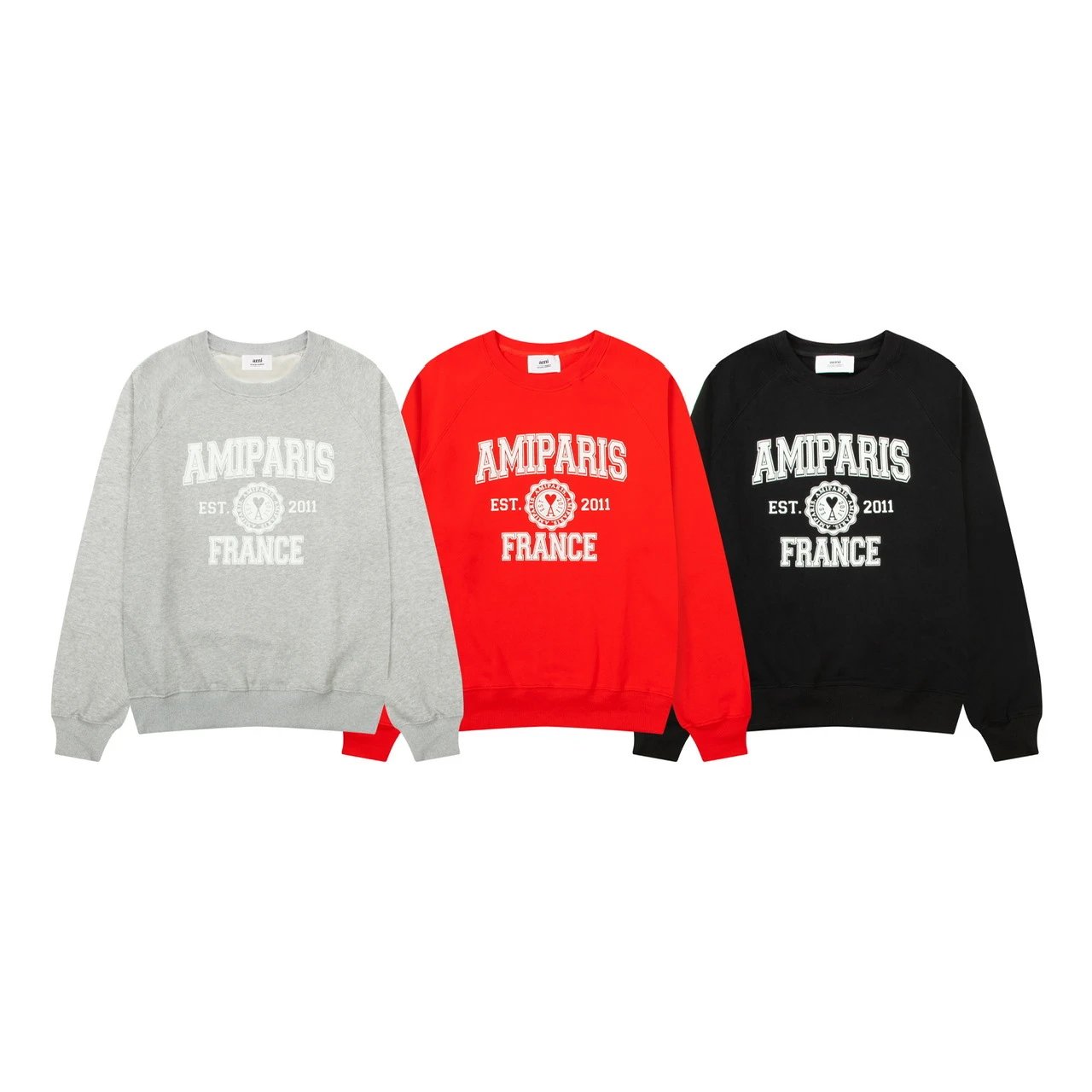 Ami Paris Heart Logo Sweatshirt Red Hoodie - 7