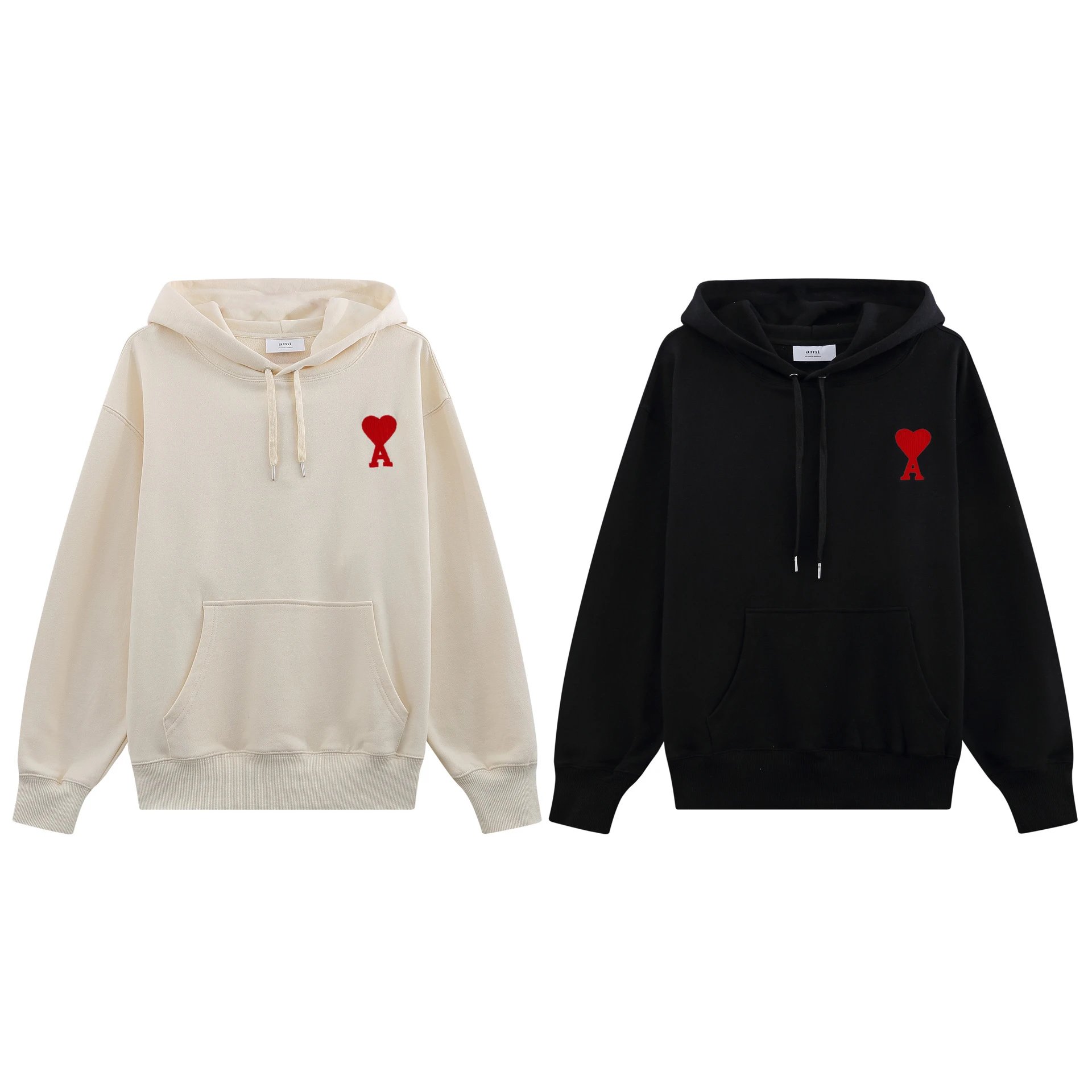 Ami Paris Heart Logo Sweatshirt Red Hoodie - 19